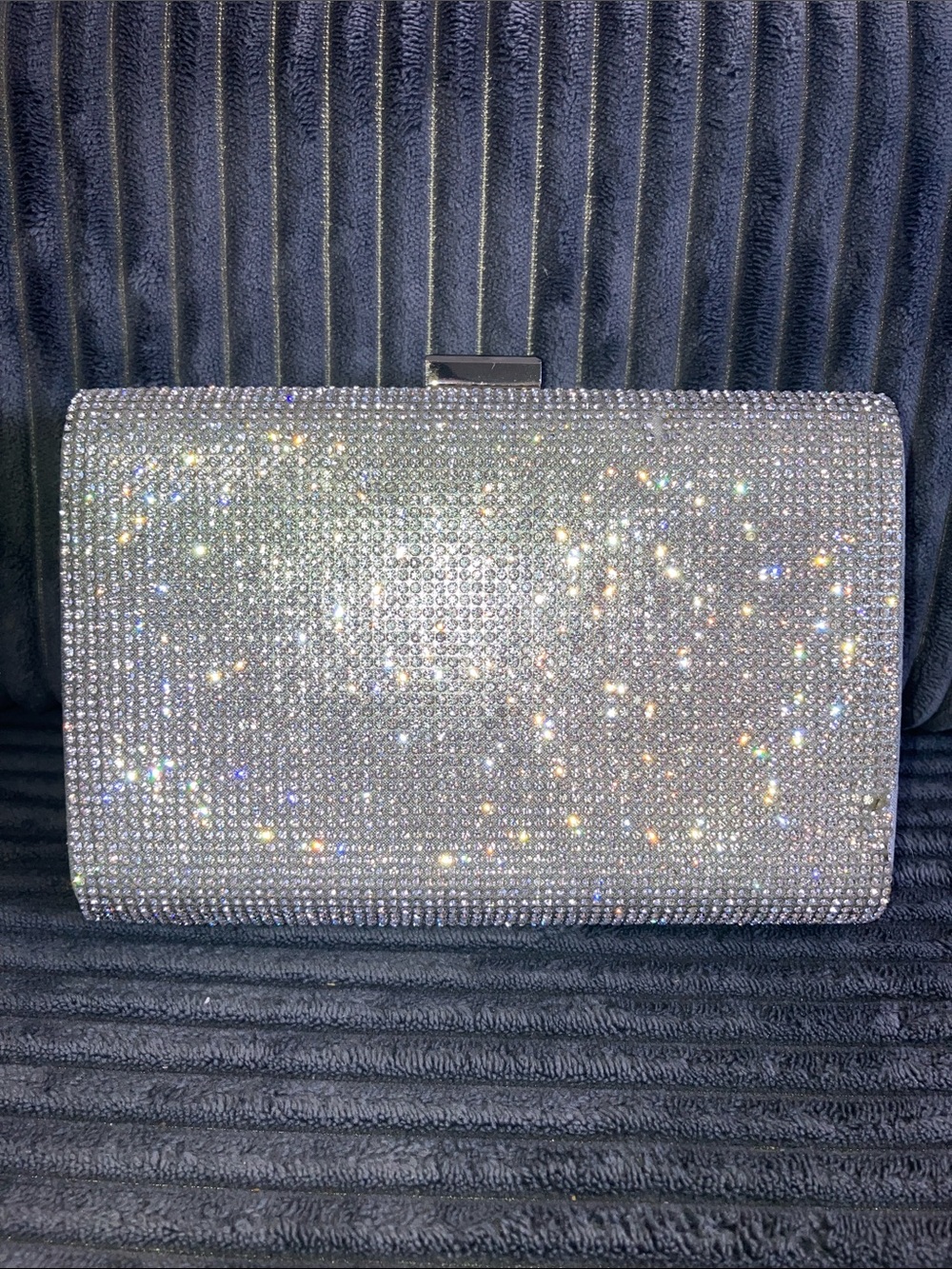 Oleg Cassini for David’s Bridal Rhinestone Crystal Clutch in Silver